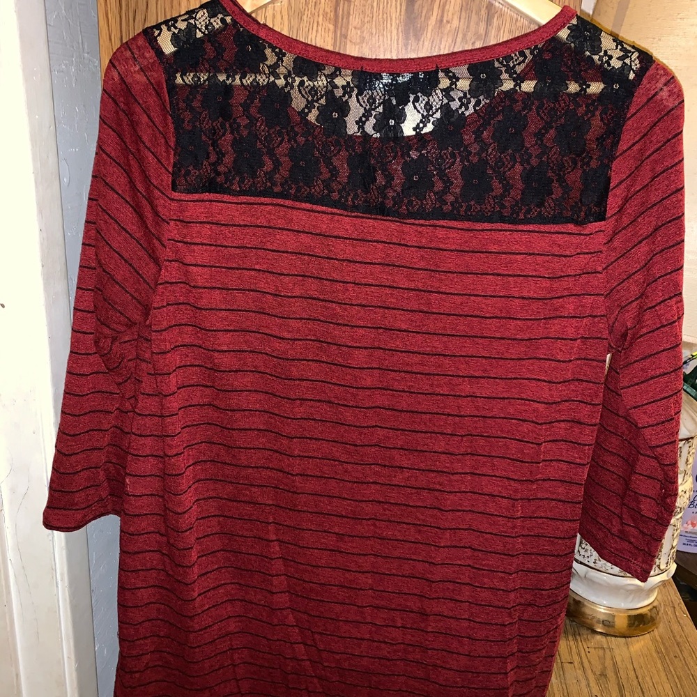 Burgundy black striped sexy but formal Blouse